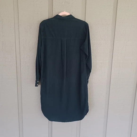 Wrap London Corduroy Shirt Dress Size 2 Women Cotton Long Sleeve Color Deep Teal - Picture 5 of 16